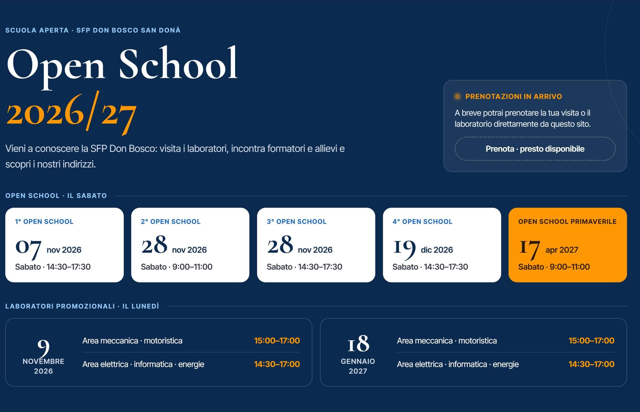 A grande richiesta... le date degli Open School! A breve l'apertura delle pre...